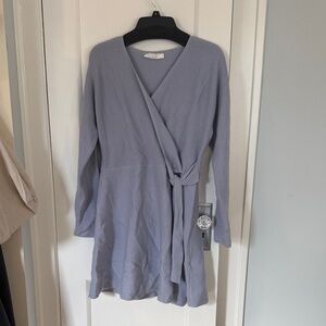 Lavender Wrap Sweater Dress